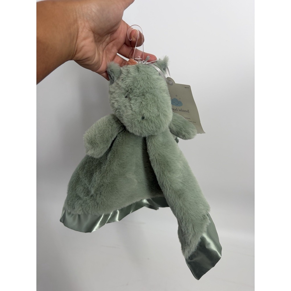 Cloud Island Dragon Security Blanket Lovey Sage Green Faux Fur Satin Trim NWT - Picture 5 of 10